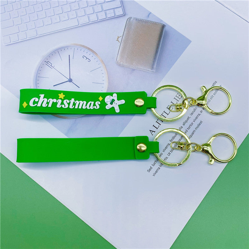 Llavero de cuerda de cuero de Navidad de 10pcs al por mayor de PVC